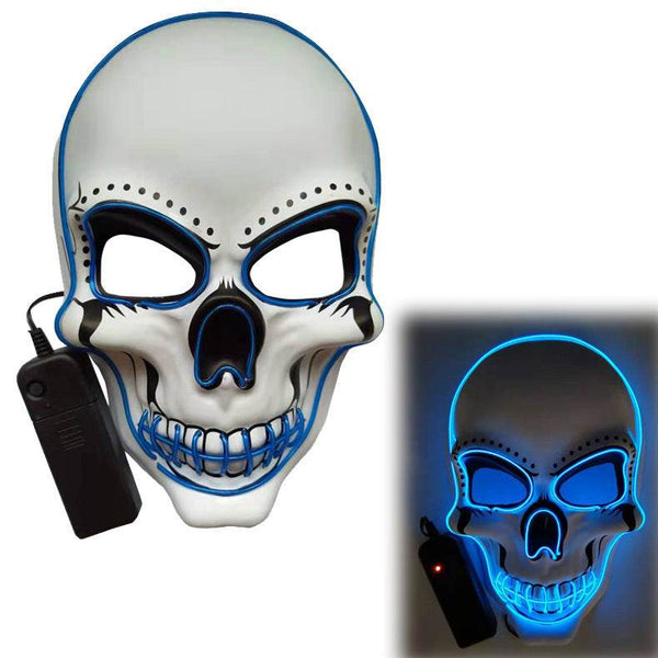 Glowing Mask Scary Ghost Face Halloween Funny White Skull Mask LED Glowing Props - ZEYTONCART