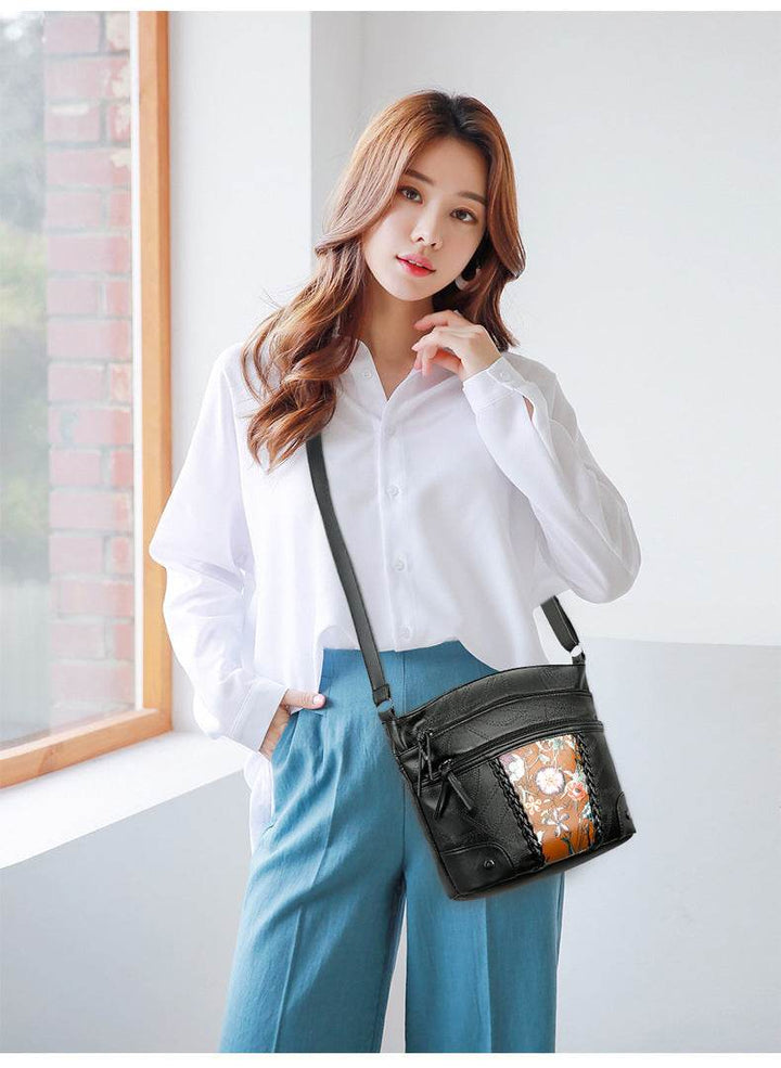 Soft Leather Textured Women's Pouches New Fashion Messenger Bag Mom Shoulder Bag Middle-aged And Elderly Trendy Women's Bags - ZEYTONCART