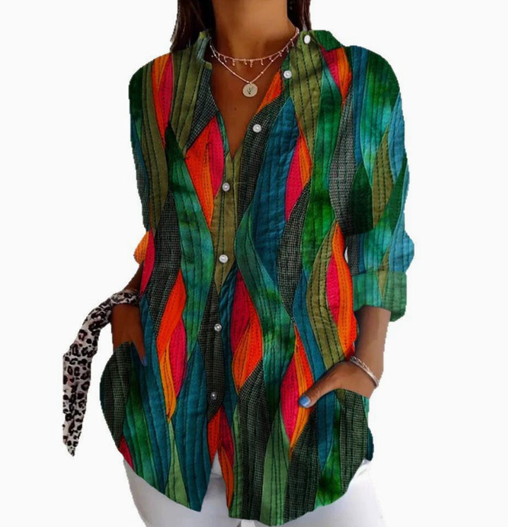 Lapel Casual Women's Creative Vintage Floral Floral Shirt - ZEYTONCART