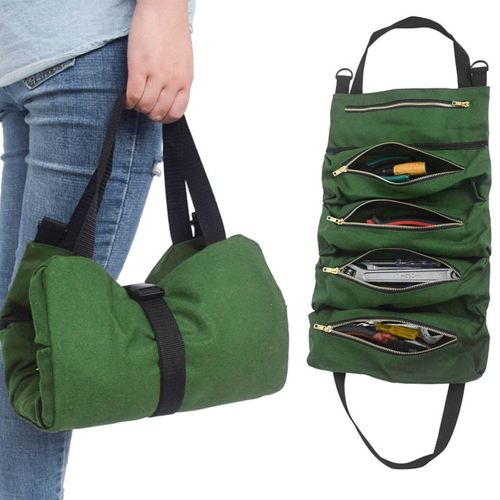 Portable Canvas Spanner Wrench Tool Roll Up Storage Bag Organizer Pouches Case - ZEYTONCART