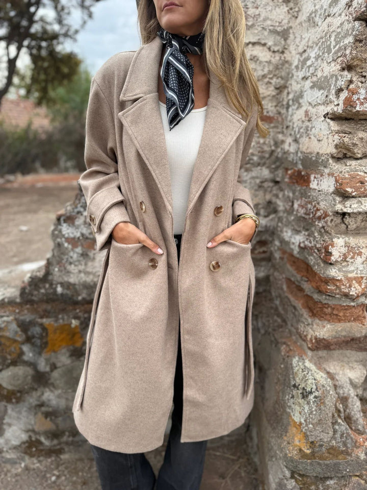Autumn And Winter Lacing Cardigan Casual Long Sleeve Lapel Woolen Pocket Coat Women - ZEYTONCART