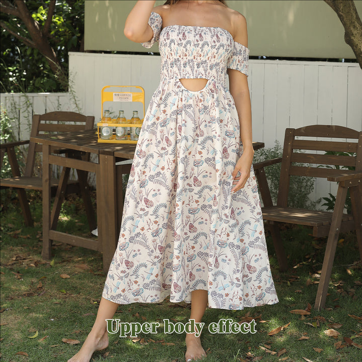 Women's Off Shoulder Strapless Floral Dress - ZEYTONCART