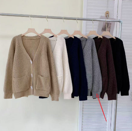Winter New Horn Button Loose Sweater Coat - ZEYTONCART
