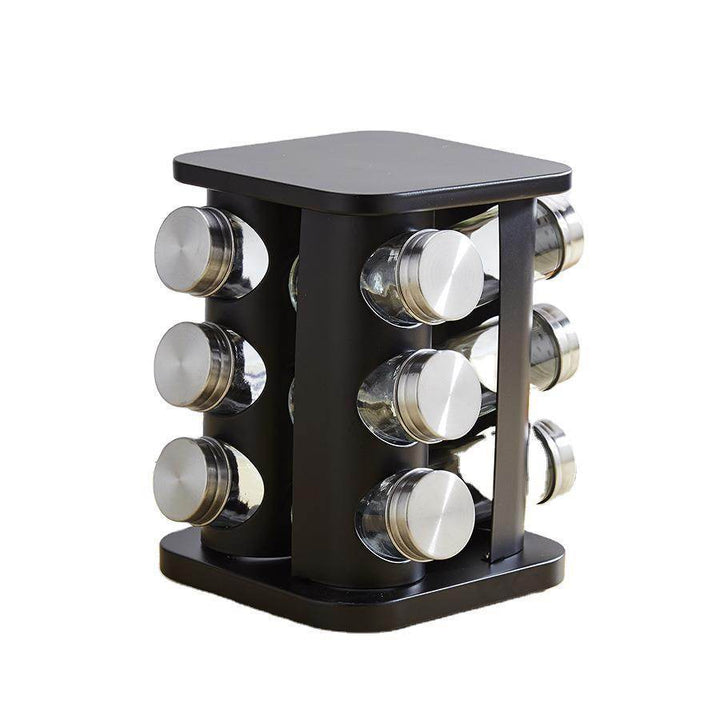 Spice Rack Kitchen Glass Seasoning Salt Pepper Sugar Jars And Stainless Steel Rack Holder Kitchen Storage Spice Rack - ZEYTONCART