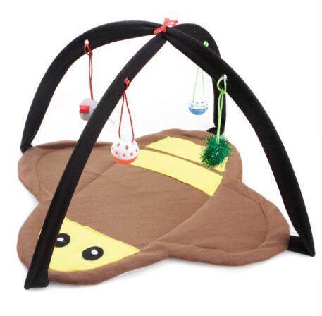 Cartoon Cat Play Tent Multifunctional Cat Hammocks Kitten Sleep Bed Foldable Cat Mat with Balls Cat Play House Toy - ZEYTONCART