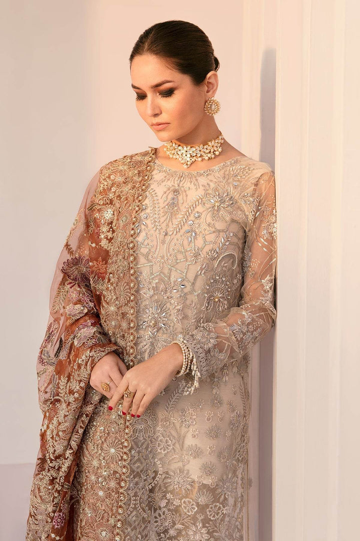 Ethereal 3-Piece Ensemble – A True Facade of LuxuryEMBROIDERED NET CH11-03 UNSTITCHED - ZEYTONCART