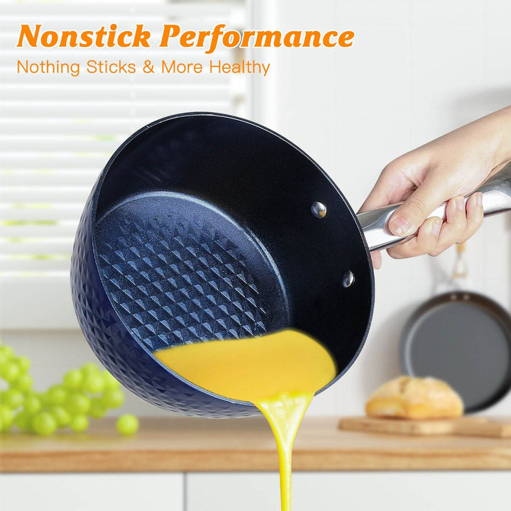 Frying Pan Sets Non Stick 3Pieces Blue 3D Diamond Cookware - ZEYTONCART