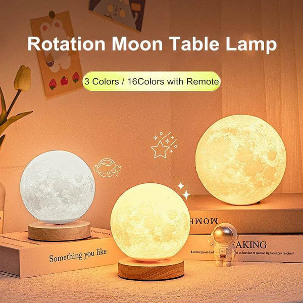Creative 3D Magnetic Floating Levitating Moon Lamp Touch Control 3 Color Moon Light Lunar Night Light For Home Office Room Decor - ZEYTONCART