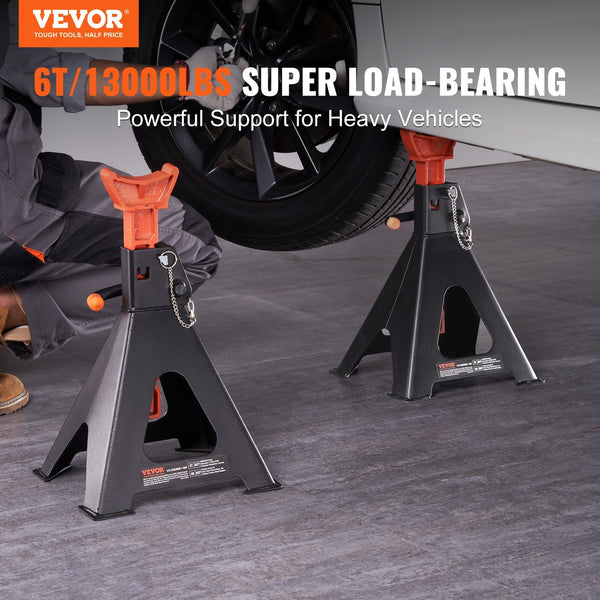 VEVOR Jack Stands, 6 Ton  13,000 Lbs Capacity Car Jack Stands Double Locking, 14.2 -23 Inch Adjustable Height, For Lifting SUV, Pickup Truck, Car And UTV ATV, Red, 1 Pair