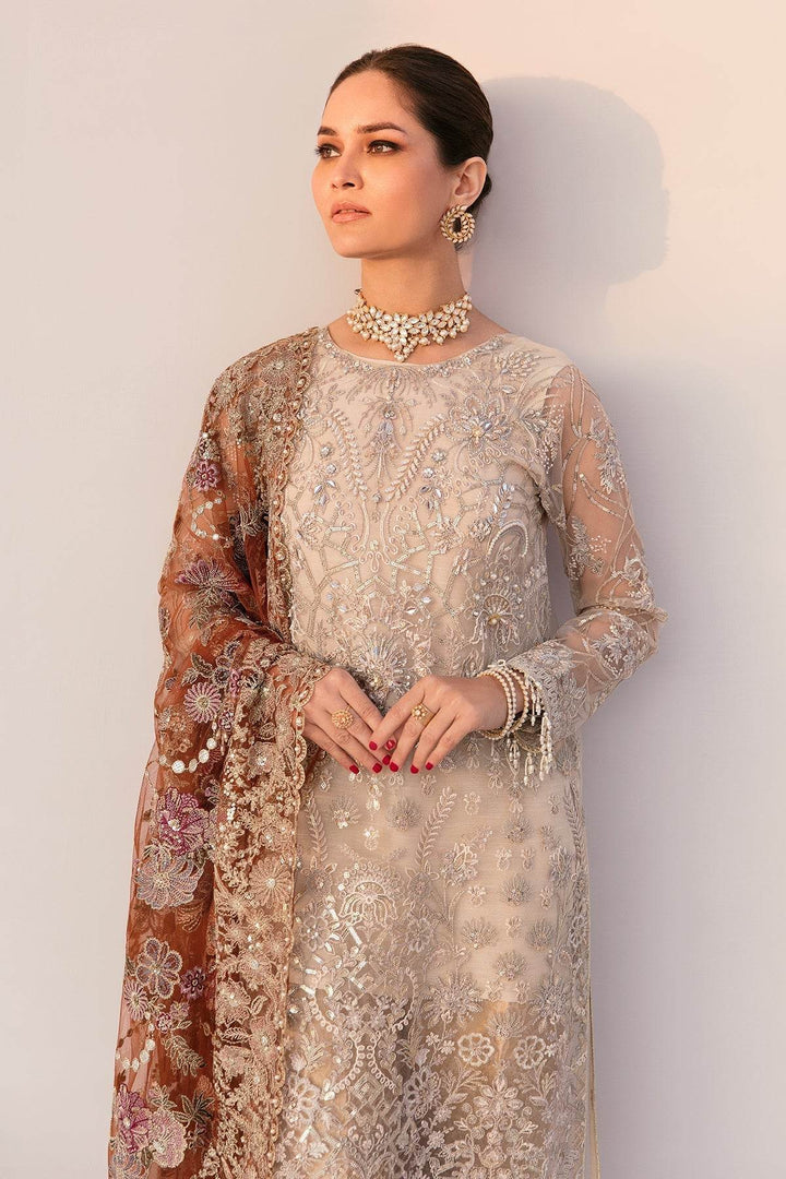 Ethereal 3-Piece Ensemble – A True Facade of LuxuryEMBROIDERED NET CH11-03 UNSTITCHED - ZEYTONCART