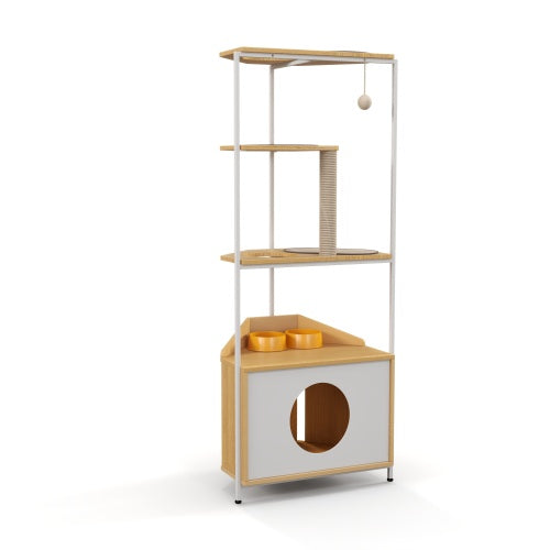 Cat Apartment With Feeding Station And Climbing Platform, Pet Furniture For Indoor Cats - ZEYTONCART