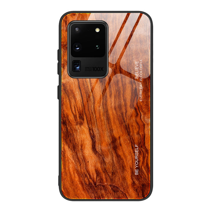 Wood grain tempered glass phone case - ZEYTONCART