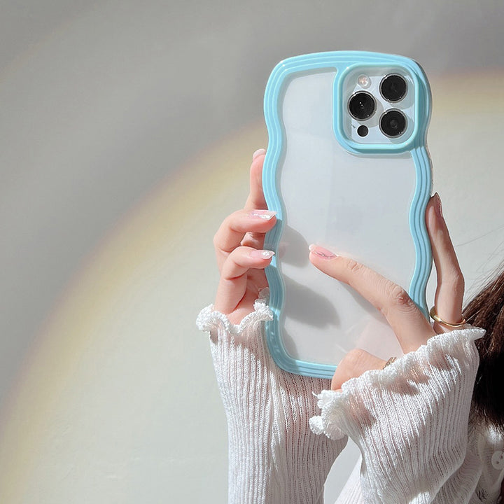 Wave Border Mobile Phone Case Solid Color Simple Candy Color - ZEYTONCART
