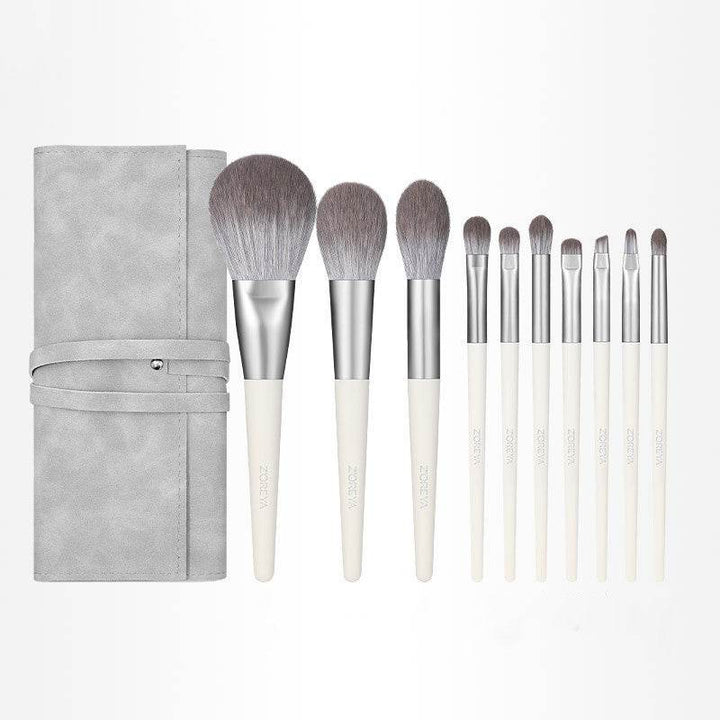 ZOREYA silver foxtail 10 makeup brushes - ZEYTONCART