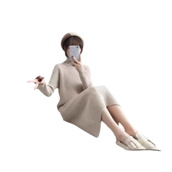 Mid-length High Collar Sweater Dress Women's Thickened Autumn And Winter Loose - ZEYTONCART