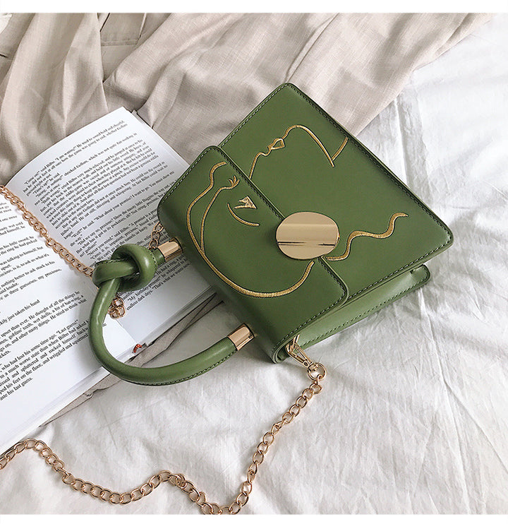 Fashion embroidered small square bag - ZEYTONCART