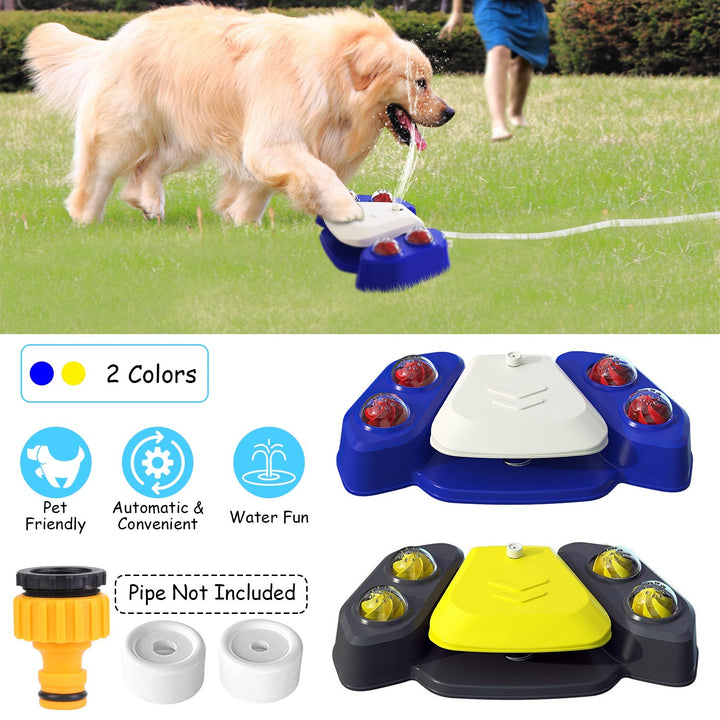 Blue-Yellow Color Options -- 1Pc Dog Water Fountain Multifunctional Automatic Pet Water Dispenser Outdoor Step-on Activated Sprinkler For Drinking Shower Fun - ZEYTONCART