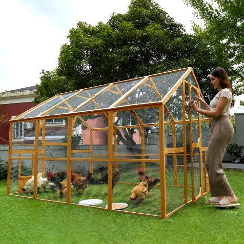 Wooden Chicken Coop Large Kitten Playpen With Waterproof Cover And Two Small Gates For Chicken Run - ZEYTONCART
