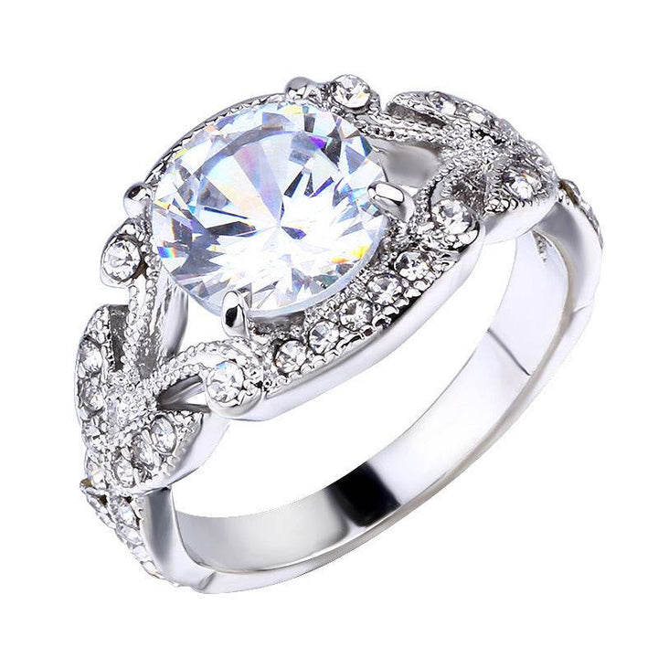 European and American Princess Rings Diamond Rings Tree Leaf Engagement Rings - ZEYTONCART