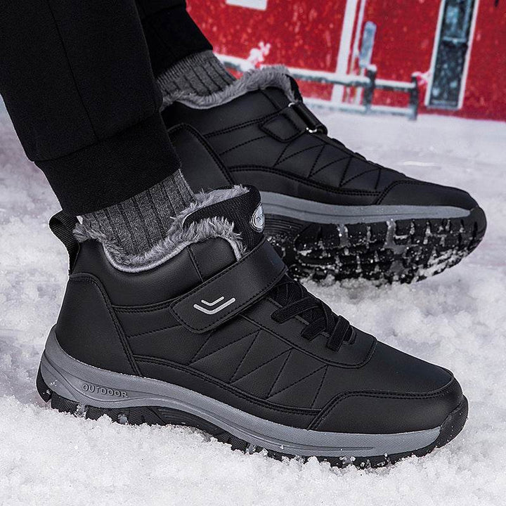 Men's High-top Travel Fleece-lined Warm Hiking Shoes - ZEYTONCART