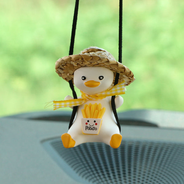 Car Pendant Cute Anime Little Duck Swing Auto Rearview Mirror Hanging Ornaments Interior Decoraction Accessories For Girls Gifts - ZEYTONCART