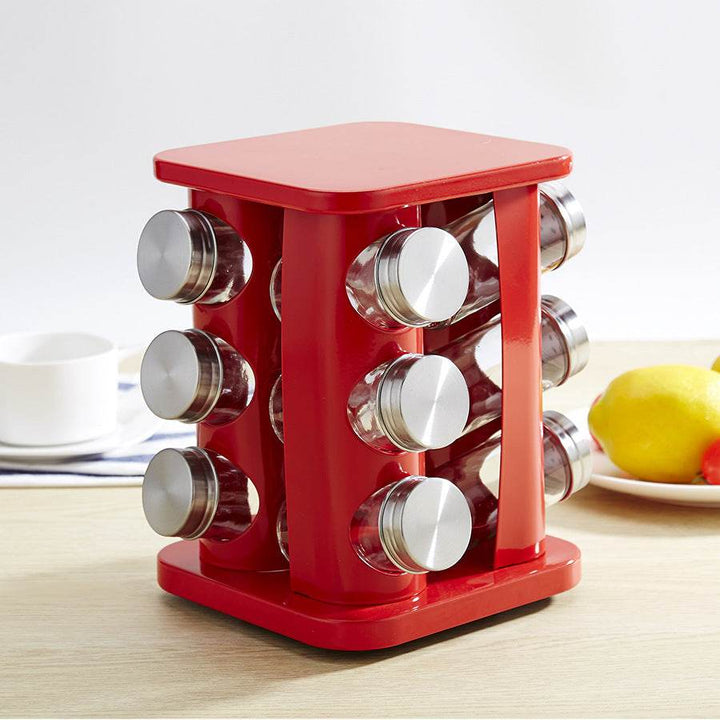 Spice Rack Kitchen Glass Seasoning Salt Pepper Sugar Jars And Stainless Steel Rack Holder Kitchen Storage Spice Rack - ZEYTONCART