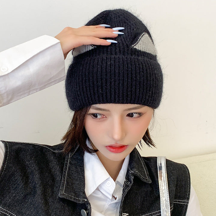 Cat Ears Woolen Knitted Hat Women's Spring And Autumn Winter Korean Style - ZEYTONCART