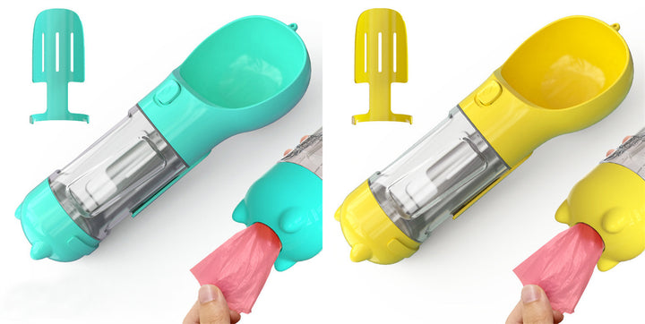 Pet Water Bottle Feeder Bowl Garbage Bag Storage Portable Pet Outdoor Travel 3 In 1 Dog Water Bottle - ZEYTONCART