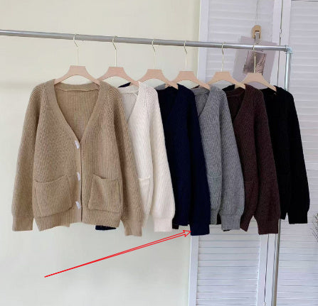 Winter New Horn Button Loose Sweater Coat - ZEYTONCART