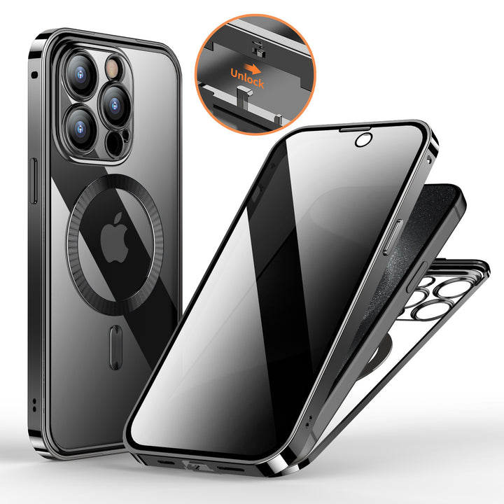 Anti-Privacy Metal Buckle Magnetic Support Wireless Charging Double-Sided Lens Full Cover Phone Case Protective Cover - ZEYTONCART