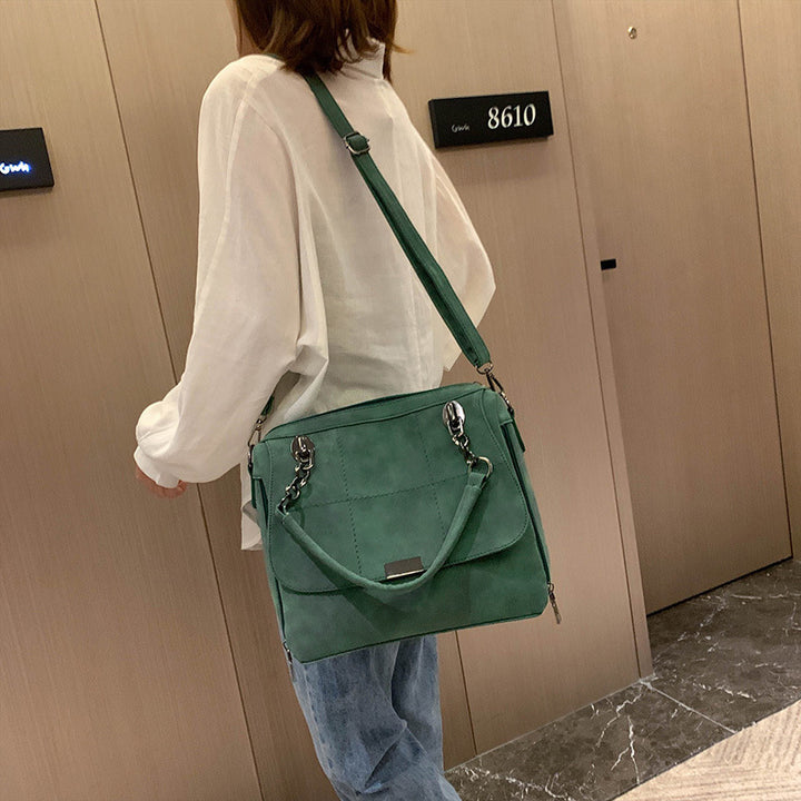 Matte Women  Scrub Female Shoulder Bags Large Capacity Matcha Green PU Leather Lady Totes Boston Bag for Travel Hand Bags - ZEYTONCART