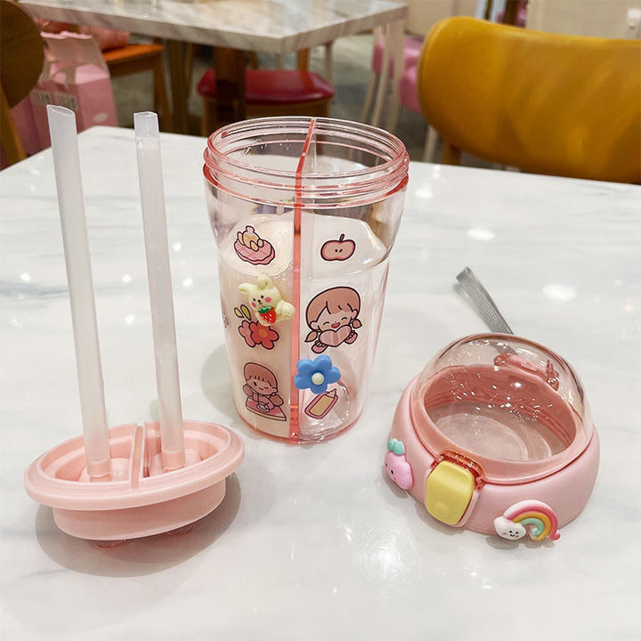 Children's Portable Cute Creative Double-tube Water Cup Two-in-one - ZEYTONCART