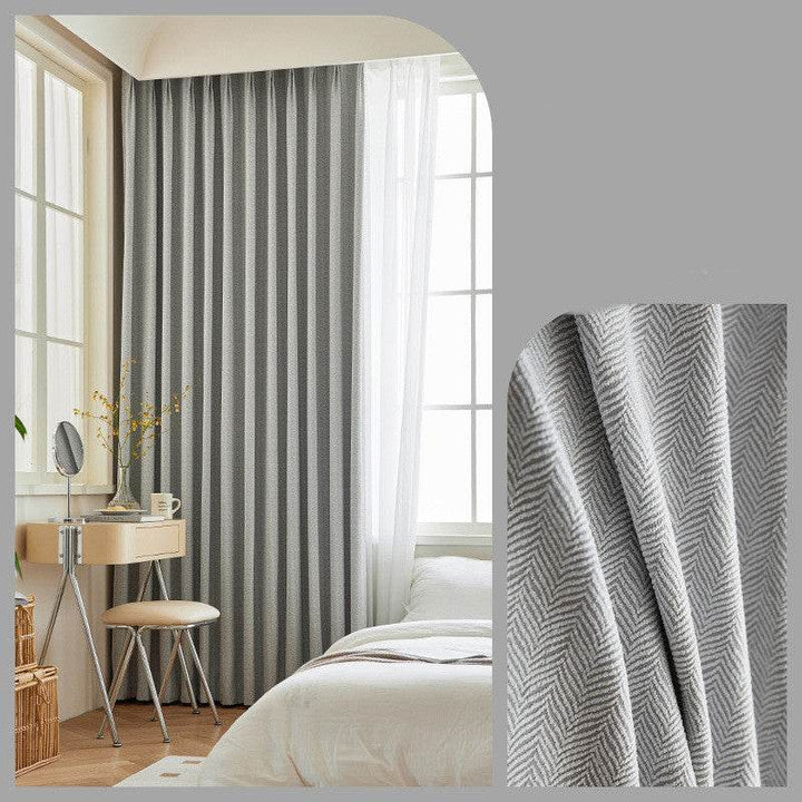 Home Fashion Herringbone Pattern Chenille Blackout Curtains - ZEYTONCART