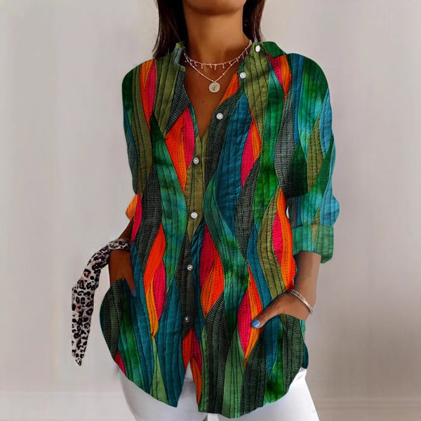 Lapel Casual Women's Creative Vintage Floral Floral Shirt - ZEYTONCART