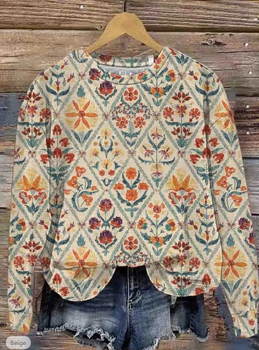 European And American Printing Long Sleeve Casual Top Autumn Winter Sweater - ZEYTONCART