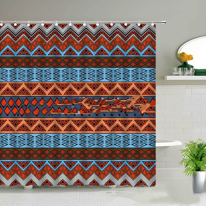 Waterproof Geometric Print Curtains For Bathroom - ZEYTONCART