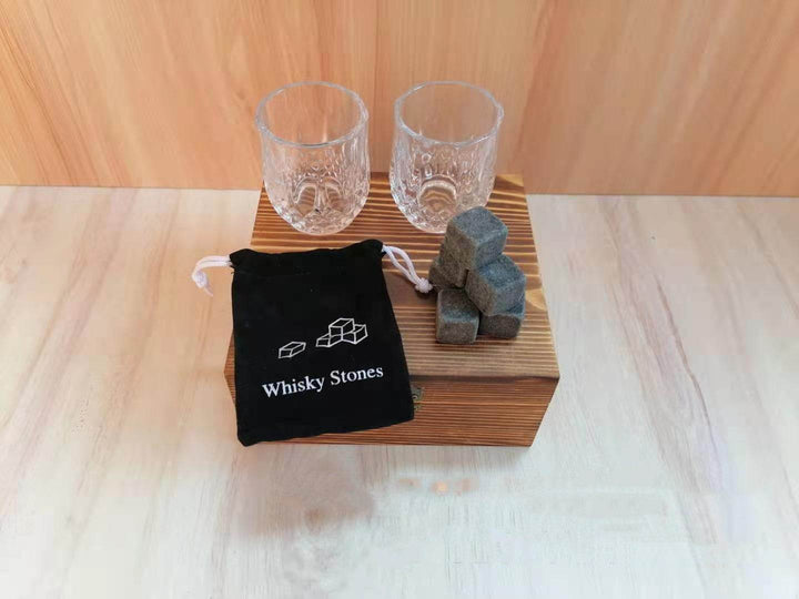 Black Whiskey Stone Ice Cubes In High-end Wooden Box - ZEYTONCART