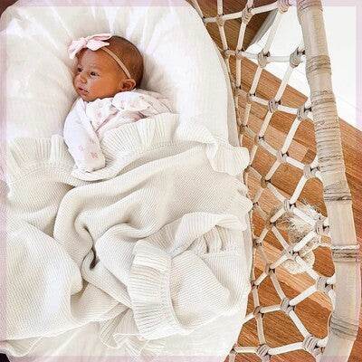 Knitted Baby Blankets Newborn Swaddle Wrap Ruffle - ZEYTONCART