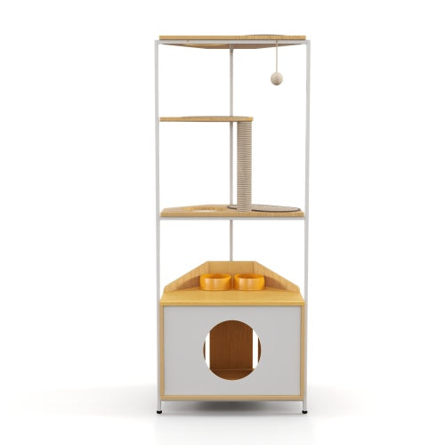 Cat Apartment With Feeding Station And Climbing Platform, Pet Furniture For Indoor Cats - ZEYTONCART