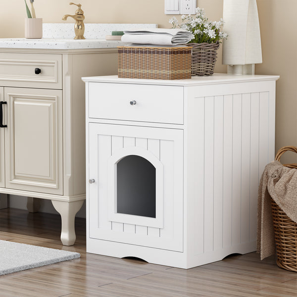 Wooden Pet House Litter Box Fence With Drawers - ZEYTONCART