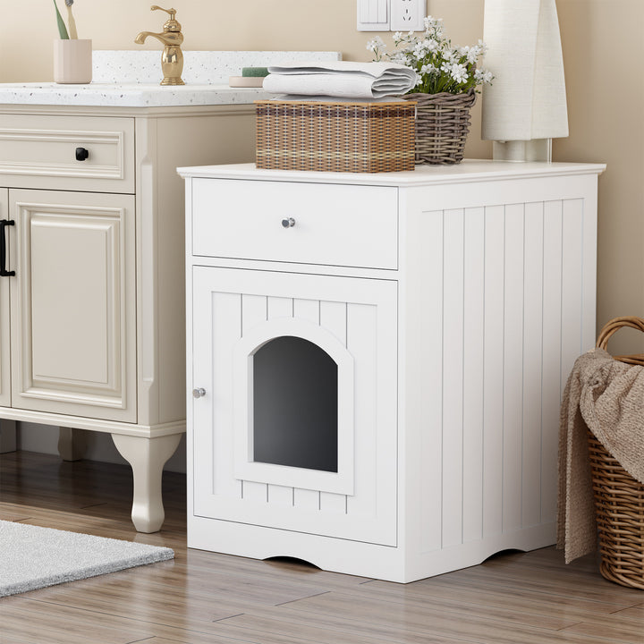 Wooden Pet House Litter Box Fence With Drawers - ZEYTONCART