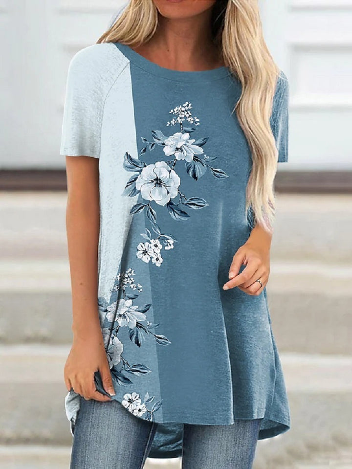 Women's Floral Theme Painting T-Shirt Floral - ZEYTONCART