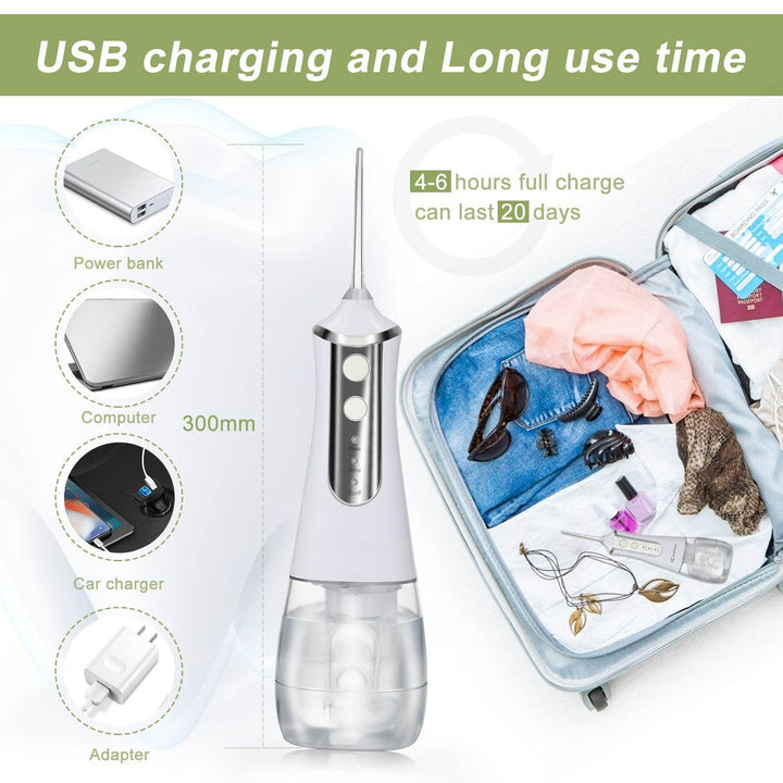 3 Modes Oral Irrigator USB Rechargeable Water Floss Portable Dental Water Flosser Jet 350ml Irrigator Dental Teeth Cleaner 5 Jet - ZEYTONCART