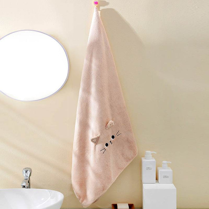 Coral Velvet Cartoon Cat Hair Drying Towel - ZEYTONCART