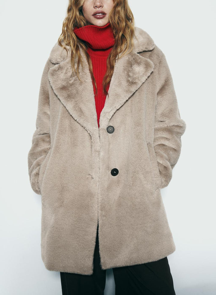 Fall Winter Fashion Artificial Fur Women's Warm Mid-length Coat - ZEYTONCART