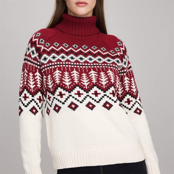 Women's Jacquard Turtleneck Fall And Winter Inner Wear Sweater - ZEYTONCART