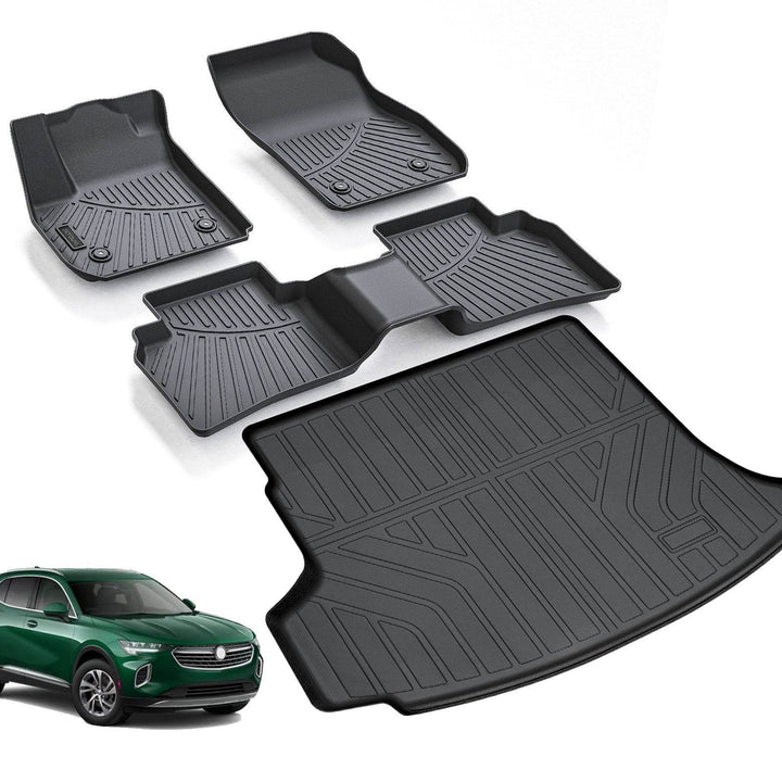 Floor Mats & Cargo Liners Compatible For 2021-2025 Buick Envision All Weather 2 Row Floor Liners And Trunk Mat Odorless Anti-Slip Rubber Mats Accessories-Black - ZEYTONCART