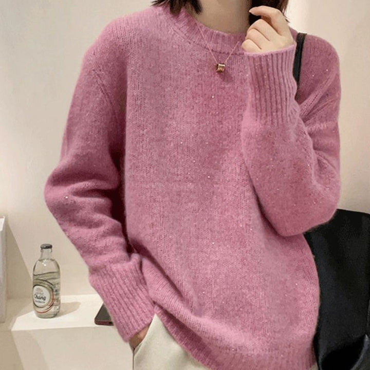 Soft Glutinous Fashion All-match Round Neck Long Sleeve Autumn And Winter - ZEYTONCART