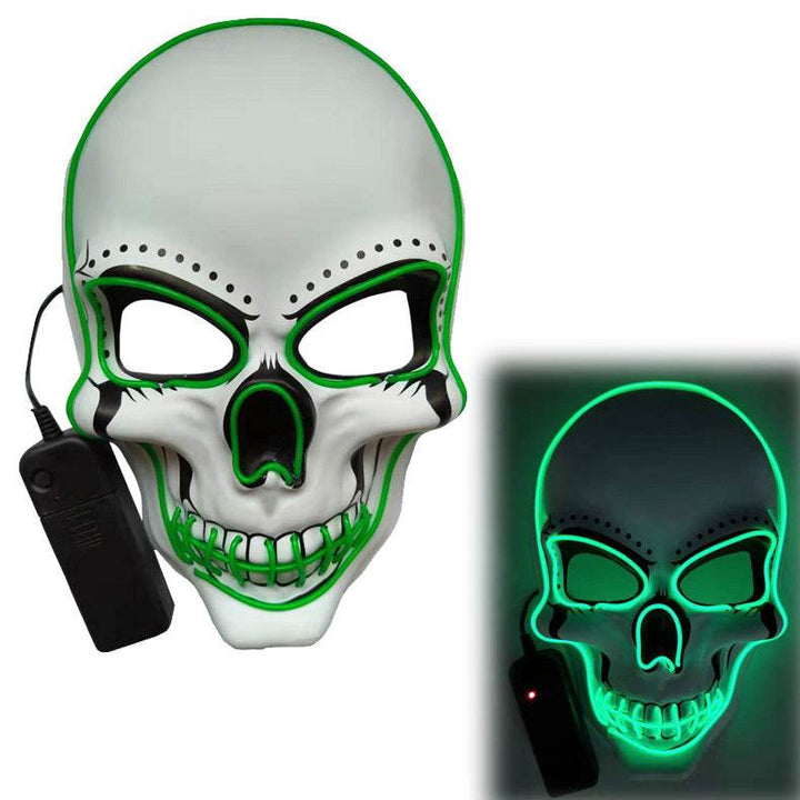 Glowing Mask Scary Ghost Face Halloween Funny White Skull Mask LED Glowing Props - ZEYTONCART