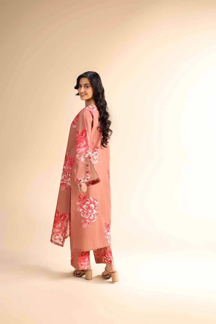 Printed 2-Piece Slub Cambric Suit – Reddish Brown | Unstitched Summer Collection 2025 - 42501016 - ZEYTONCART